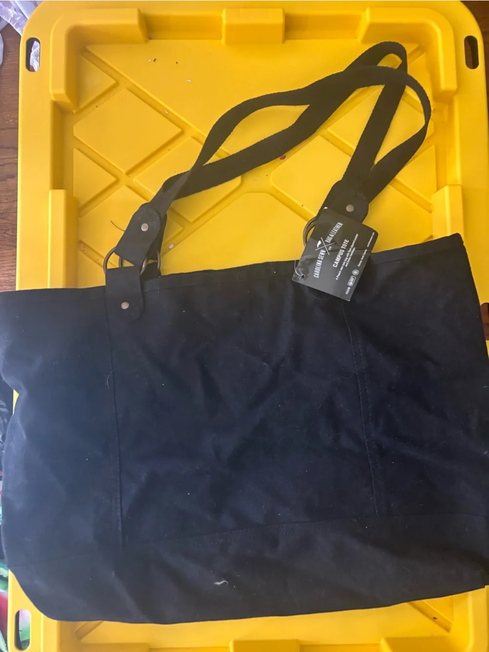 New York Med Black Canvas Tote Bag with Dual Straps